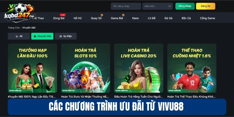 Các chương trình ưu đãi từ Vivu88