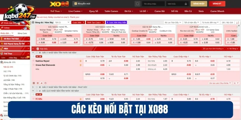 Các kèo nổi bật tại Xo88