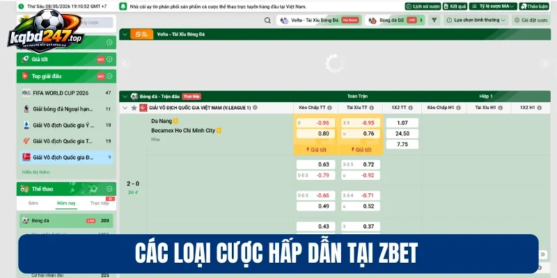 Các loại cược hấp dẫn tại zbet