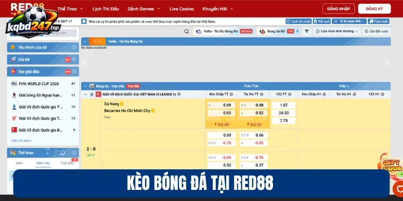 Red88 - Sân Chơi Đẳng Cấp, Cá Cược Trực Tuyến Chất Lượng 4 Kèo bóng đá tại Red88