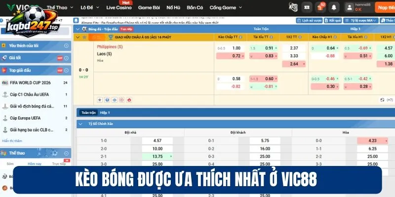 Vic88 - Sân Chơi Cá Cược Bóng Đá Thưởng Cao, Hoàn Trả Lớn 4 Kèo bóng được ưa thích nhất ở Vic88