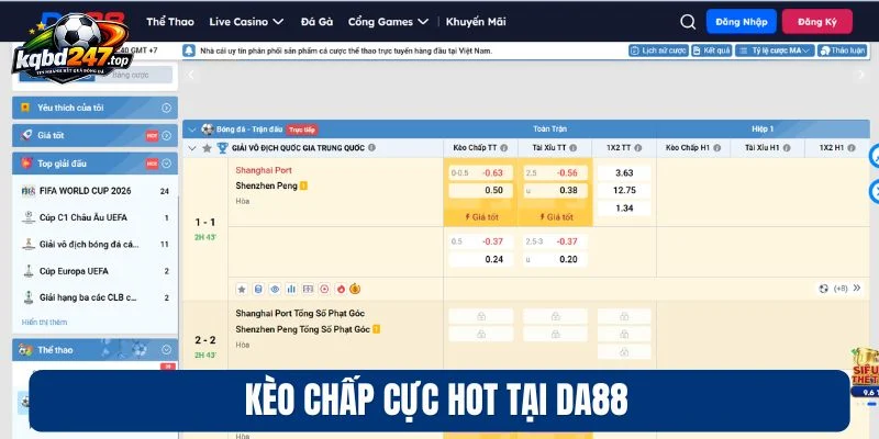 Da88 - Review Nhà Cái Bóng Đá Kèo Đa Dạng, Rút Tiền Nhanh 4 Kèo Chấp cực hot tại Da88
