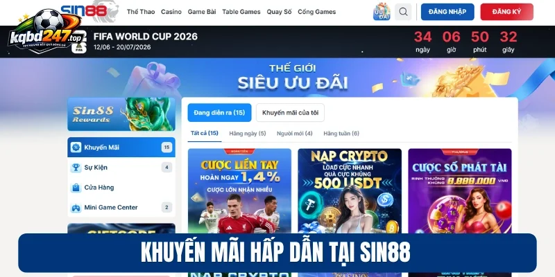 Sin88 - Thương Hiệu Giải Trí Uy Tín, Săn Thưởng Mỗi Ngày 3 Khuyến mãi hấp dẫn tại Sin88