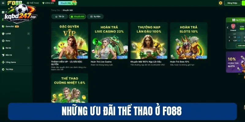 Fo88 - Thiên Đường Cá Cược Bóng Đá Uy Tín Số #1 VN 3 Những ưu đãi thể thao ở Fo88