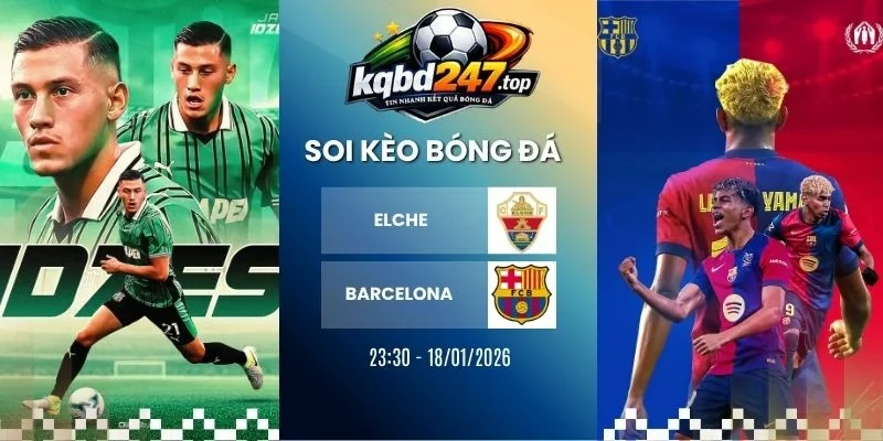 Tỷ lệ kèo Elche vs Barcelona - La Liga, 24/08/2026
